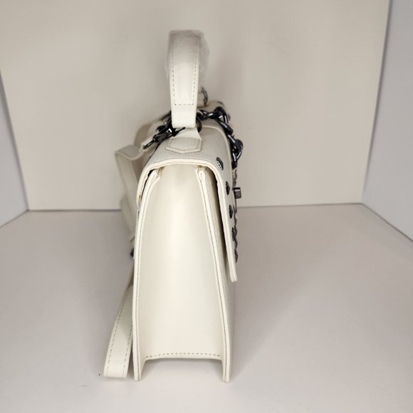 Badgley Mischka Flap Bag Crossbody with Studs/Chain - Off White - NWT - Picture 6 of 11
